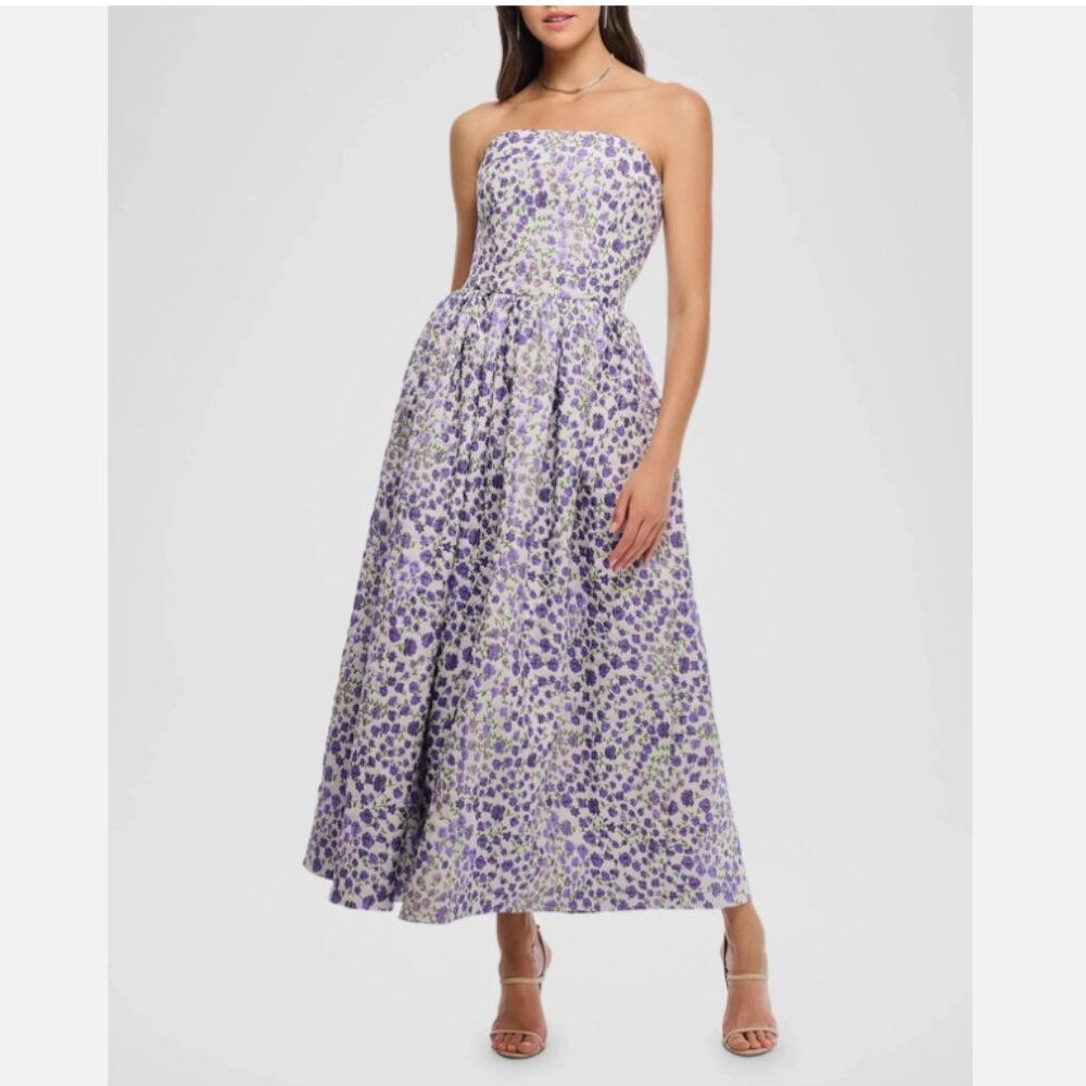 Shoshanna Dana Floral-Print Strapless A-Line Dress